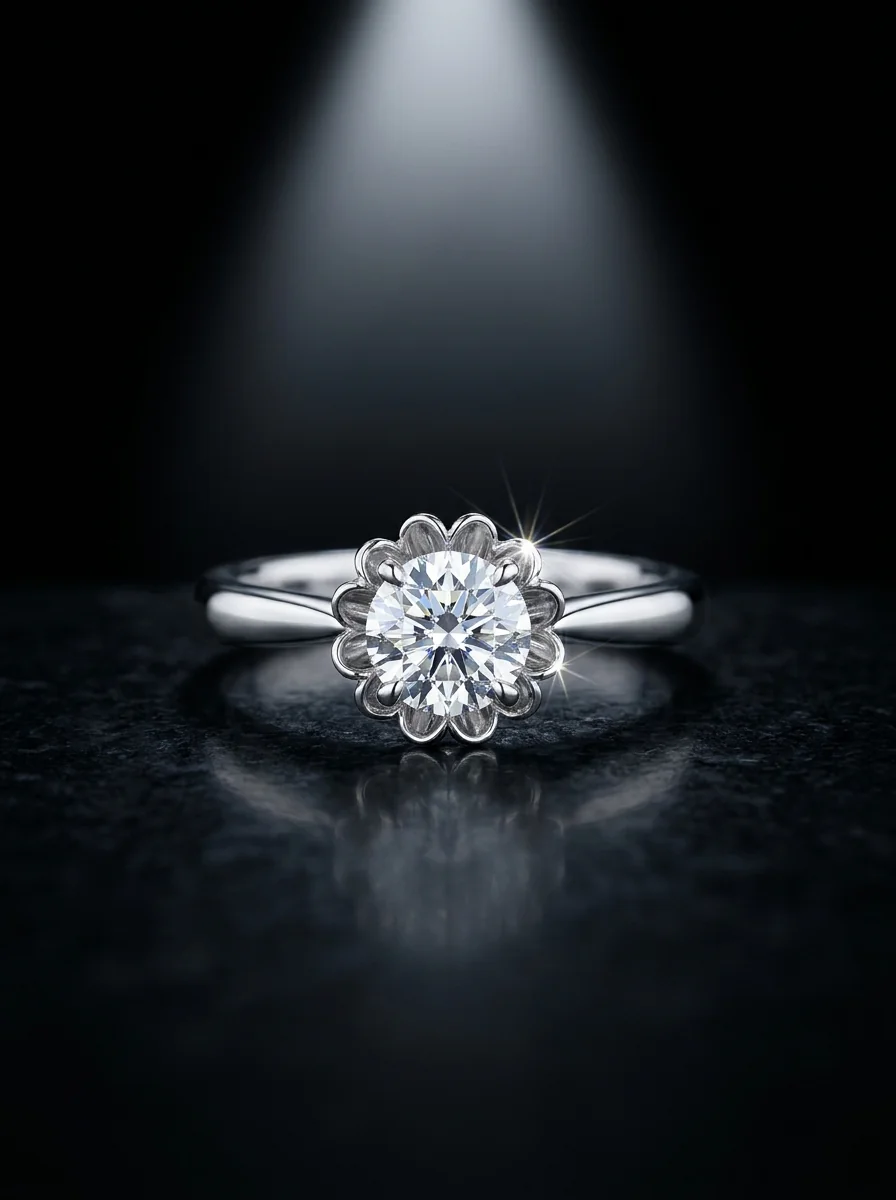 Solitaire diamond ring from the First Light collection